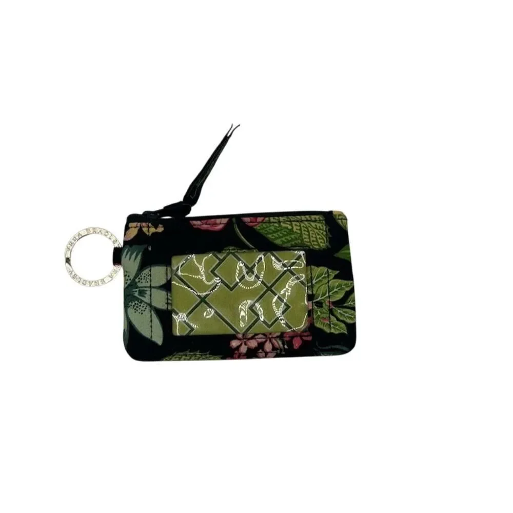 Vera Bradley Clip Zip ID Case Botanica Floral Key Chain Wallet